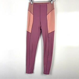 For Love and Lemons High Rise Leggings Size Small Ribbed Pink Colorblock Workout